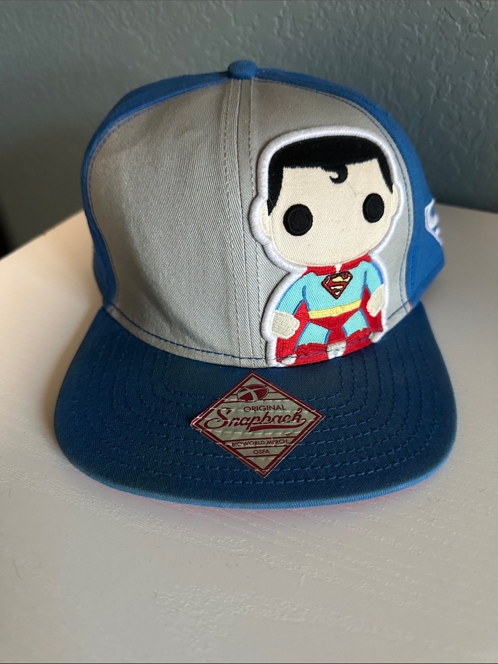 Superman Snapback Hat - Blue & Gray
